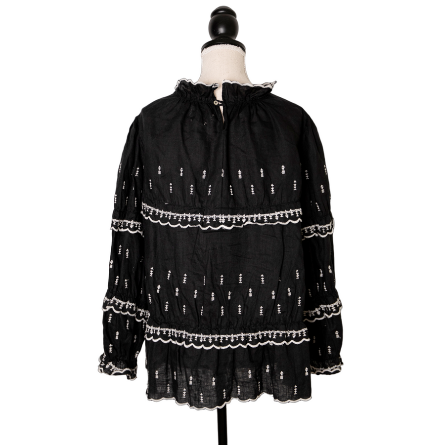 Isabel Marant Étoile High-cut embroidered blouse with ruffles