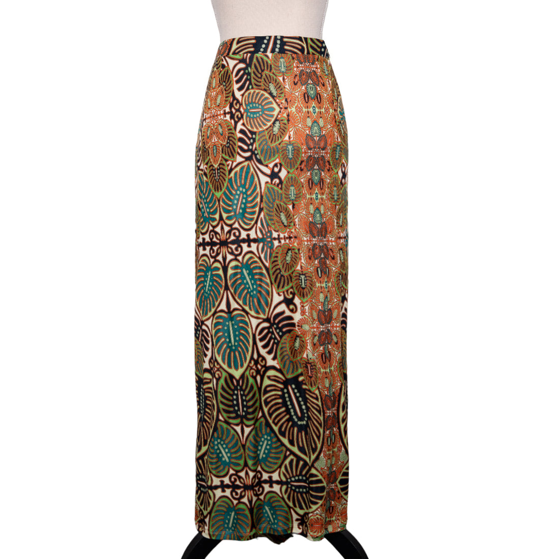 Jean Paul Gaultier Soleil Elaborately printed midi skirt with integrated tassel belt