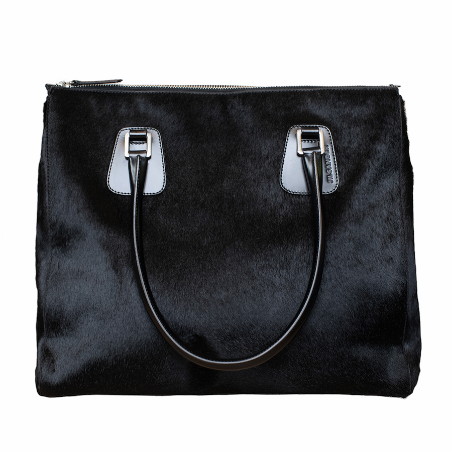 Jil Sander Classic zipped pony skin handbag