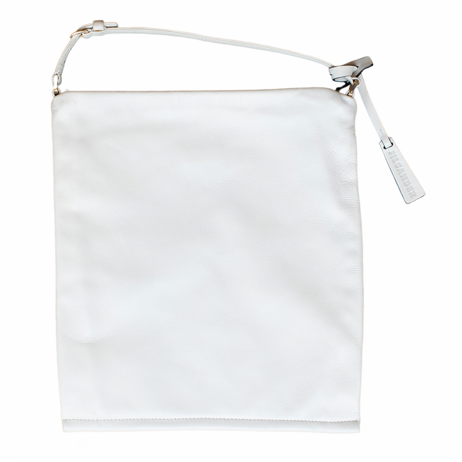 Jil Sander White mini bag in buttery soft leather with zip closure