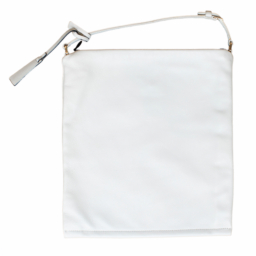 Jil Sander Weiße Mini-Tasche aus butterweichem Leder mit Reißverschluss