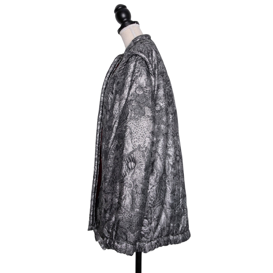 Krizia Unusual vintage jacket made of silver brocade in cape style