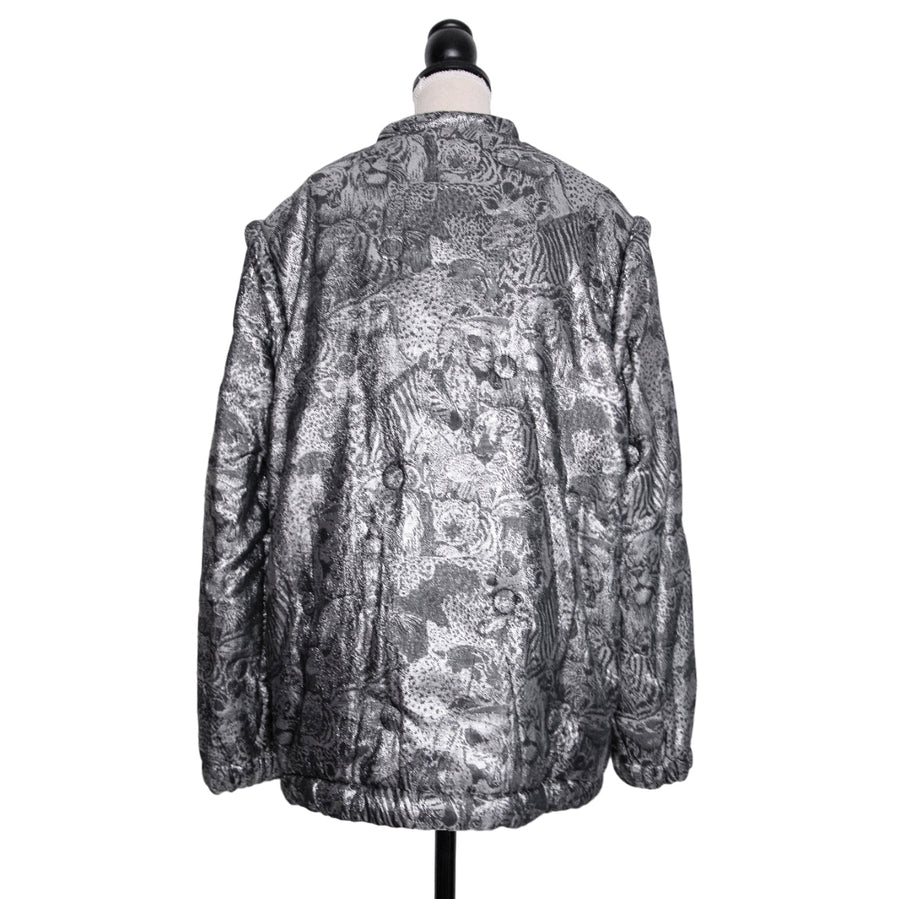 Krizia Ausgefallene Vintage Jacke aus silbernem Brokat im Cape-Stil