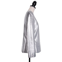 Krizia Ikonische Vintage Jacke aus silbernem Leder mit aufgesetzten Taschen