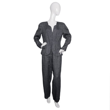 Krizia Casual vintage trouser suit in gray linen