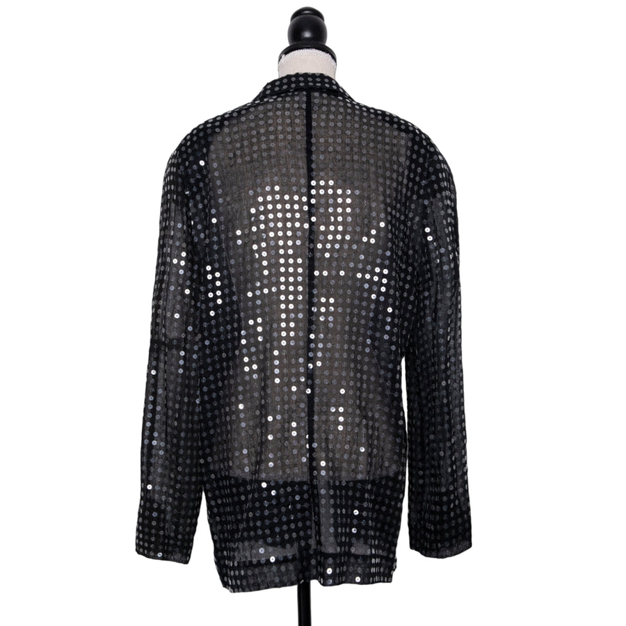 Krizia Semi-transparent sequined vintage jacket with patch pockets