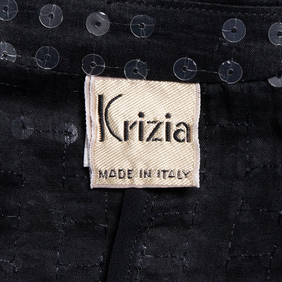 Krizia Semitransparente paillettenverzierte Vintagejacke mit aufgesetzten Taschen