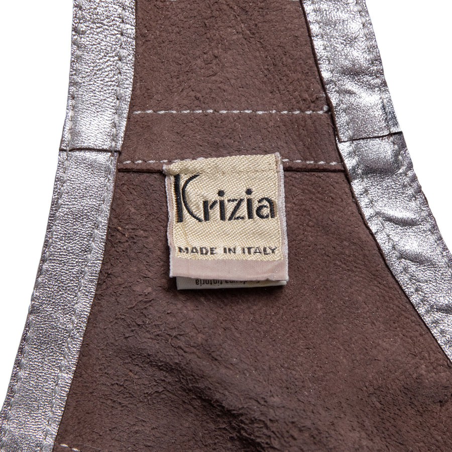 Krizia Silbernes Vintage Bra-Top aus Leder