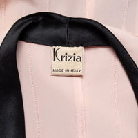Krizia low-cut vintage silk tuxedo style blouse