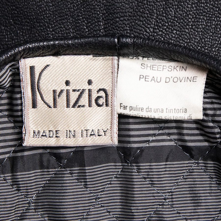 Krizia vintage leather jacket with embroidered dog pattern on the back