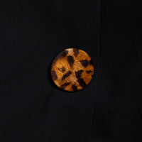 Krizia Wide double-breasted vintage lapel coat with leopard buttons