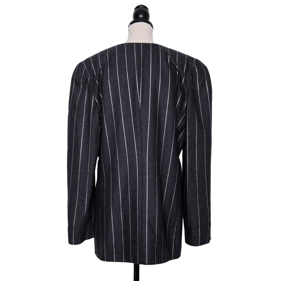 Krizia Wide-cut vintage blazer with silver pinstripes