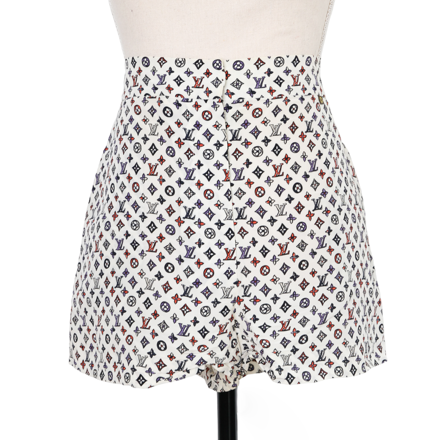 Louis Vuitton silk shorts with logo print