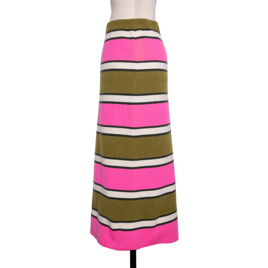 Marc Jacobs Straight-cut cashmere skirt with block stripes
