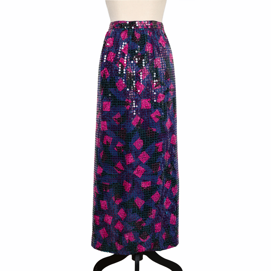 Tailored midi skirt with pink sequins