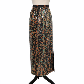 Tailored midi sequin skirt with side slit