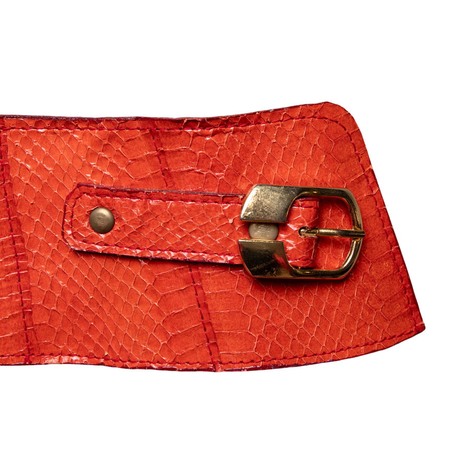 NN Red vintage lizard leather waist belt