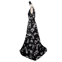 Ralph Lauren floral evening gown with tie belt
