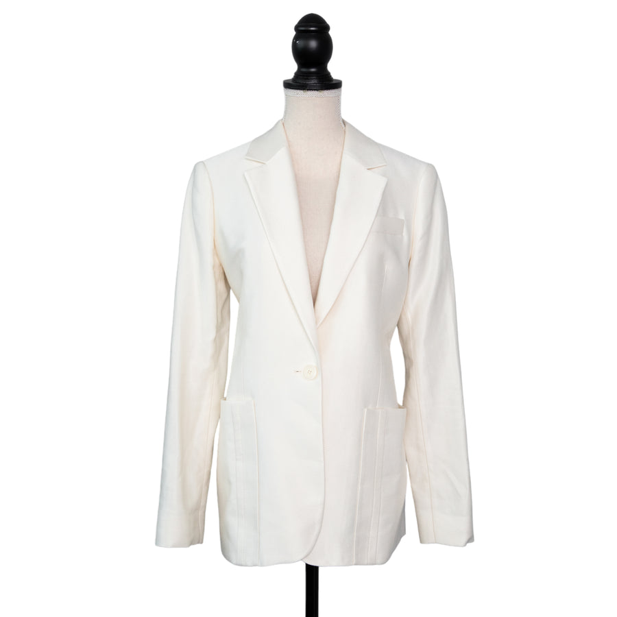 Reiss cream-colored blazer with patch pockets