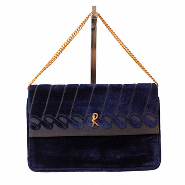 Roberta di Camerino Blue clutch bag with gold chain