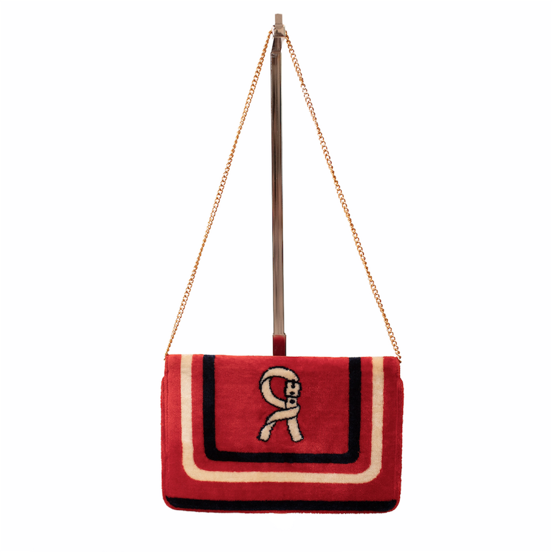 Roberta di Camerino Red clutch bag with gold chain