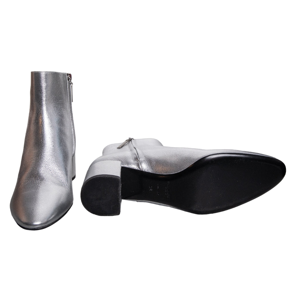 Saint Laurent Loulou ankle boots in silver leather