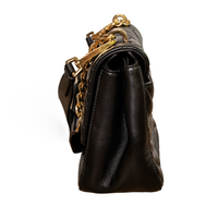 Salvatore Ferragamo Black quilted shoulder bag with gold embellishments