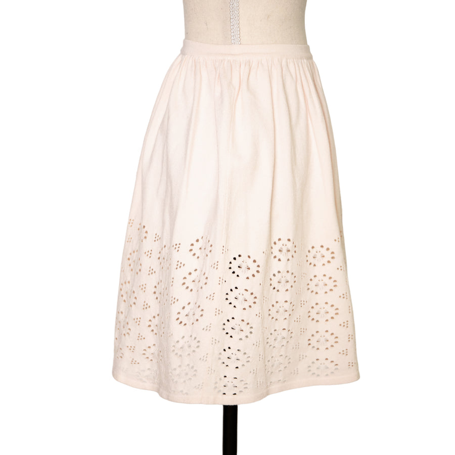See by Chloe Light pink knit skirt with eyelet lace detailing
