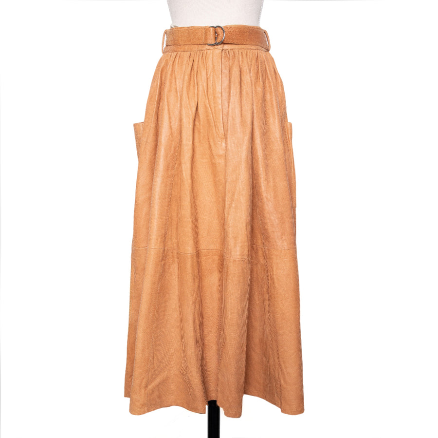 Susanne Wiebe Wide vintage leather skirt with integrated belt