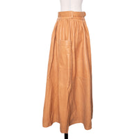Susanne Wiebe Wide vintage leather skirt with integrated belt