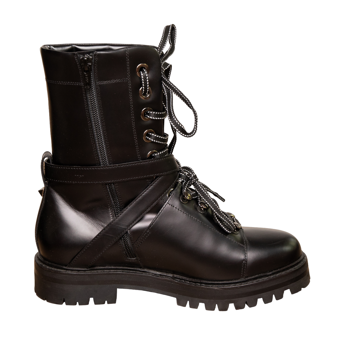 Valentino lace-up calfskin combat boots