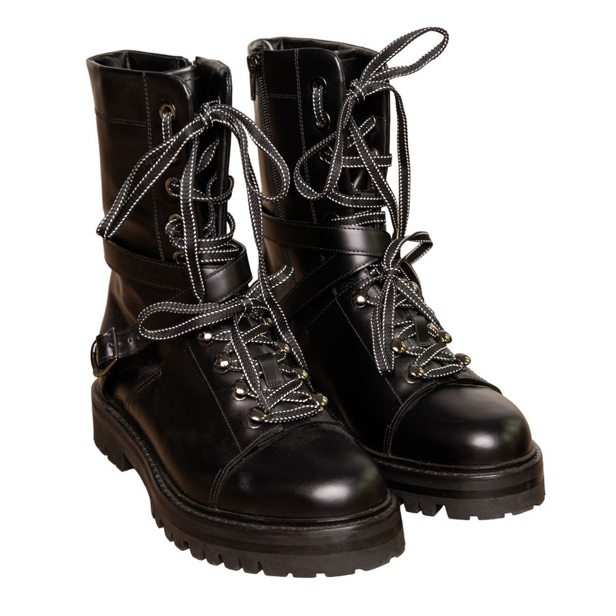 Valentino lace-up calfskin combat boots