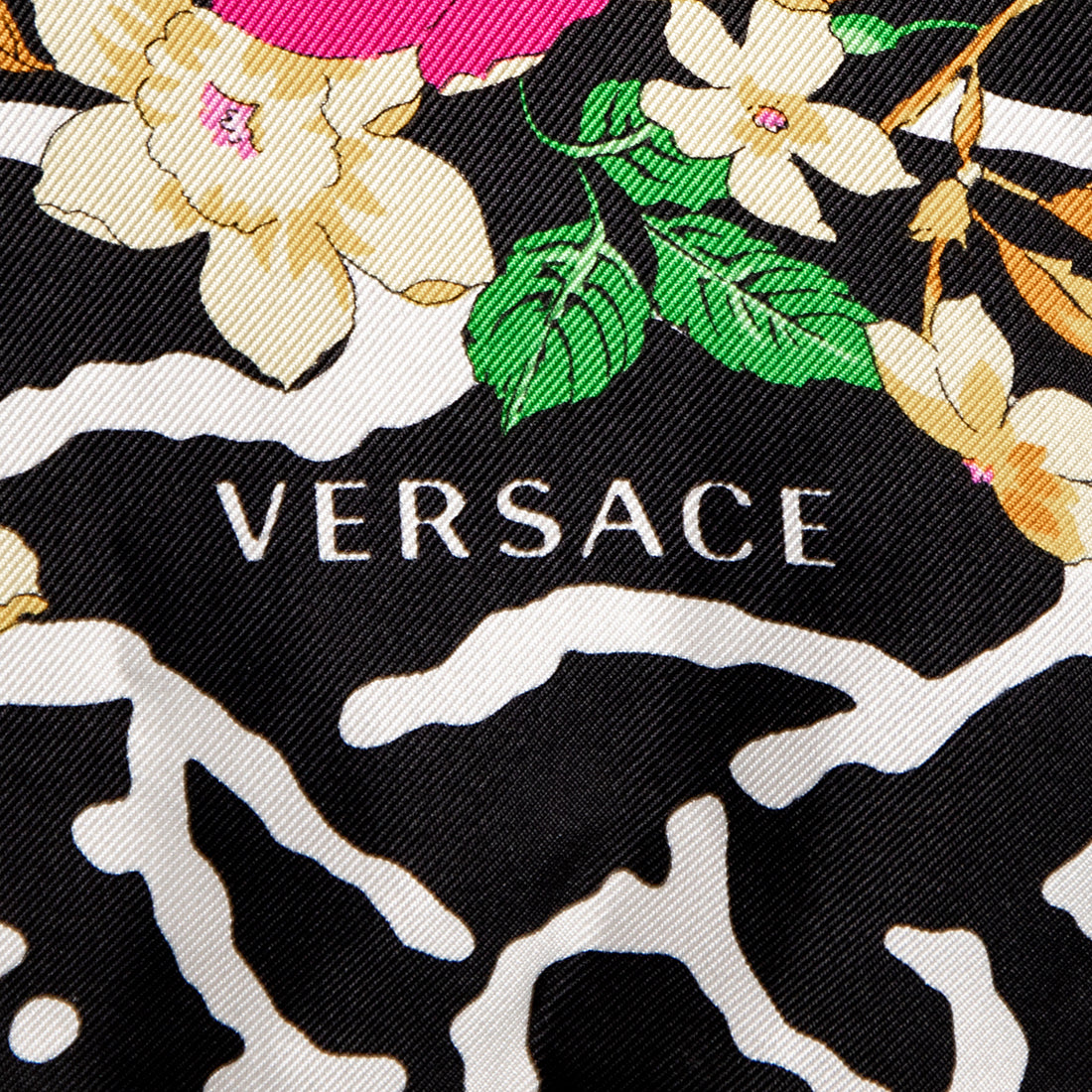 Versace silk scarf in floral leopard print