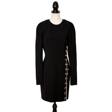 Versus Versace long sleeve mini dress with side button detailing