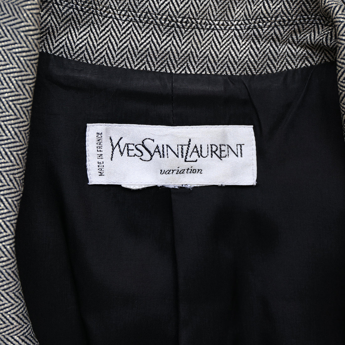 Yves Saint Laurent double-breasted metallic herringbone blazer