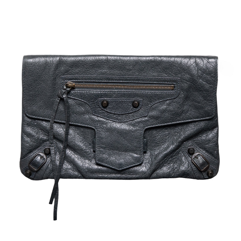 Balenciaga Gray City Clutch Bag