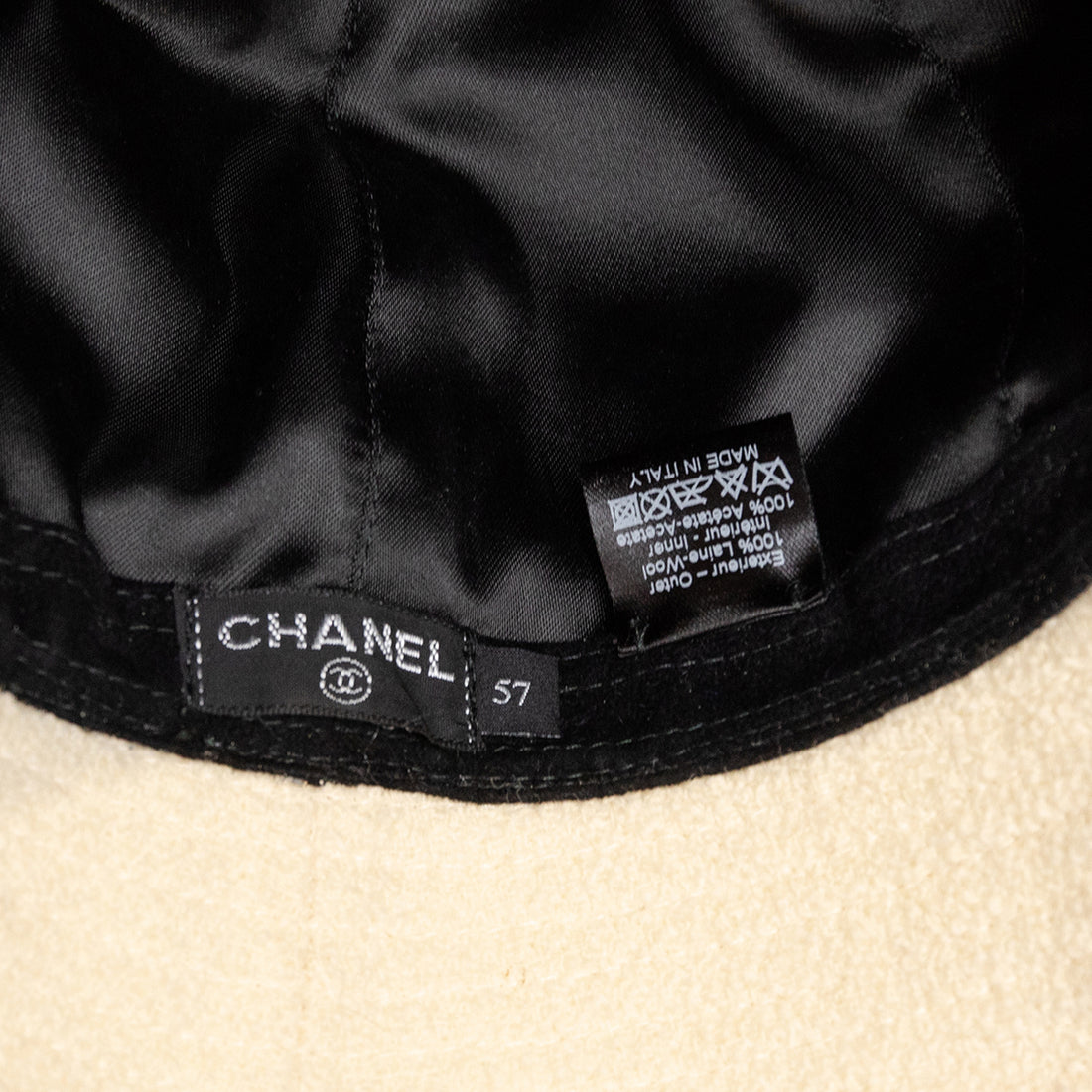 Chanel bucket hat with chain details