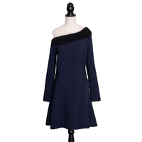 Christian Dior Elegant fitted dress in a wrap look with angora collar