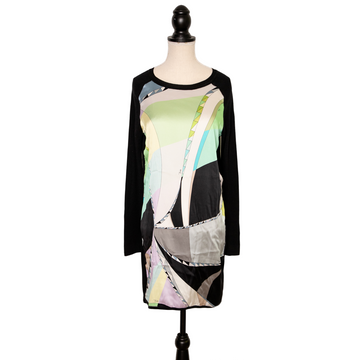 Emilio Pucci long-sleeved wool mini dress in signature print