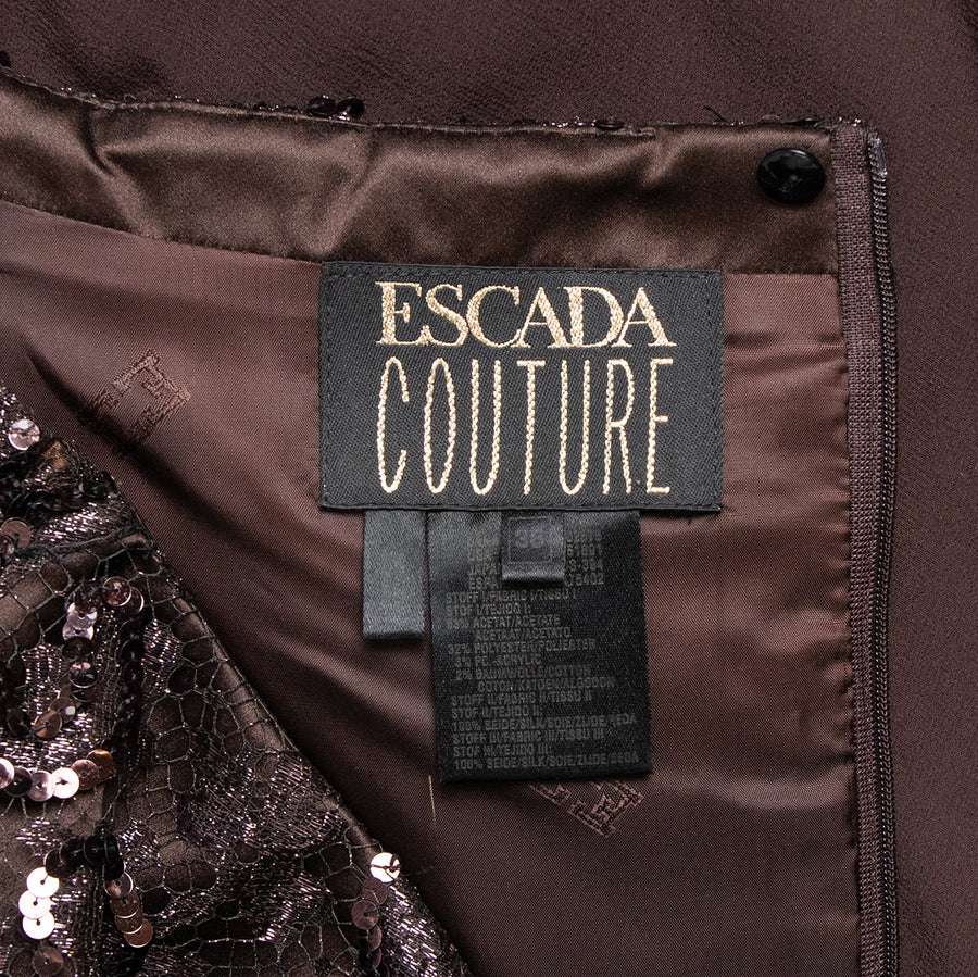 Escada Couture Vintage Abendrobe mit Pailetten und Spitze