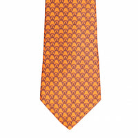 Hermès Klassische orangene Seidenkrawatte im Maillon-Print
