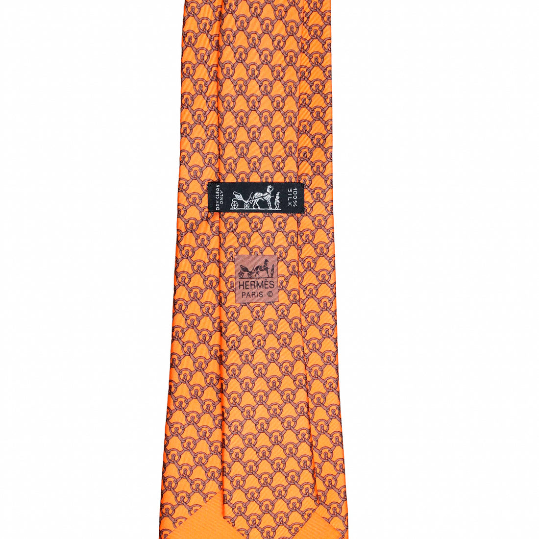Hermès classic orange silk tie in maillon print