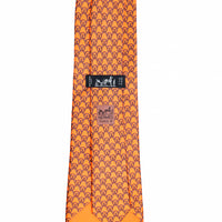 Hermès Klassische orangene Seidenkrawatte im Maillon-Print