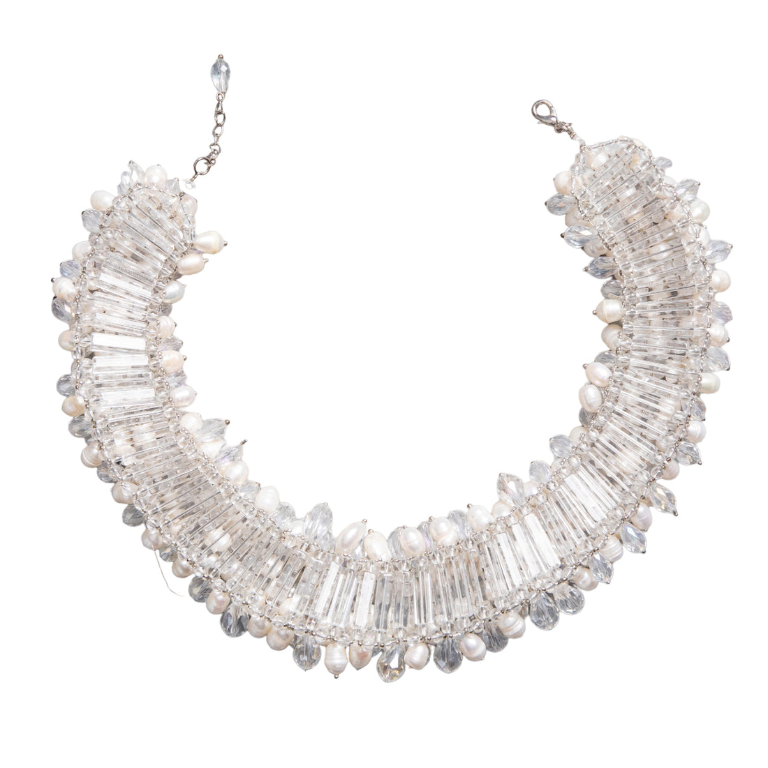 Lua Aufwändiges Collier aus weißen und transparenten Perlen