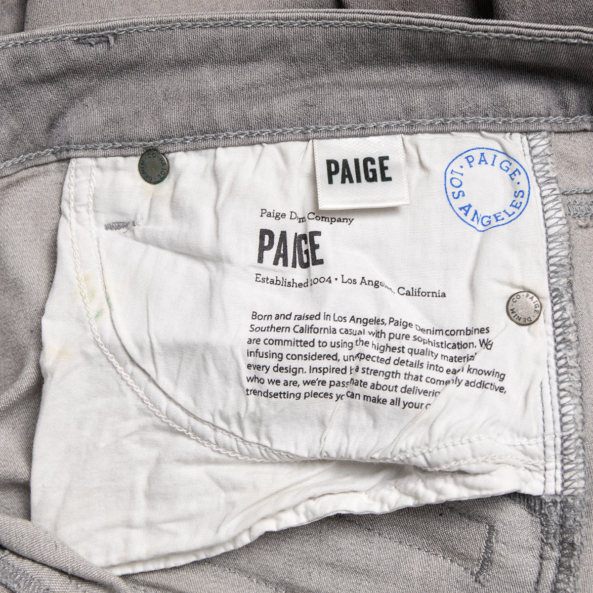 Paige Graue Jeans mit Zipper-Details