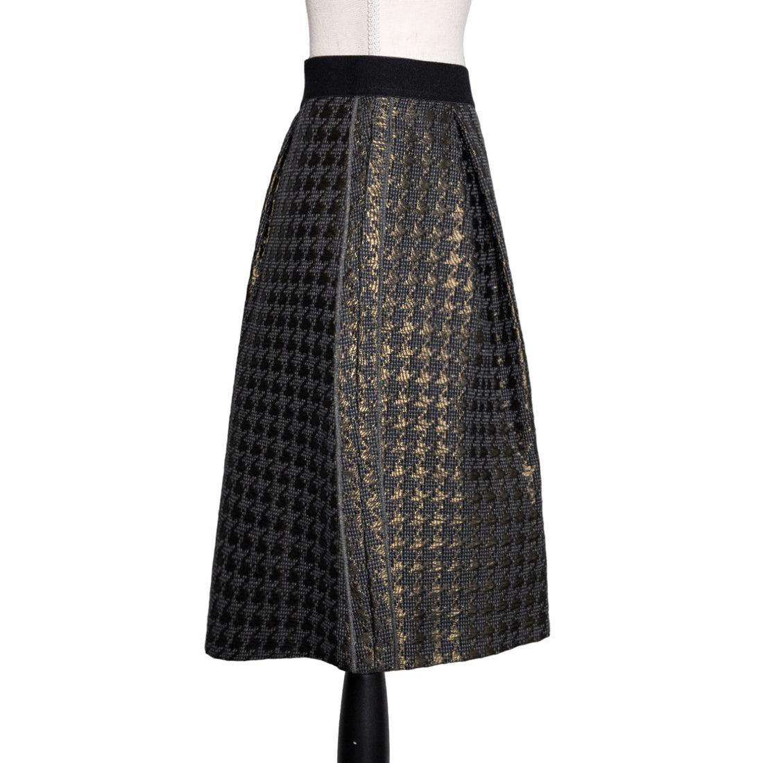 René Lezard Shimmering flared skirt in a tweed look