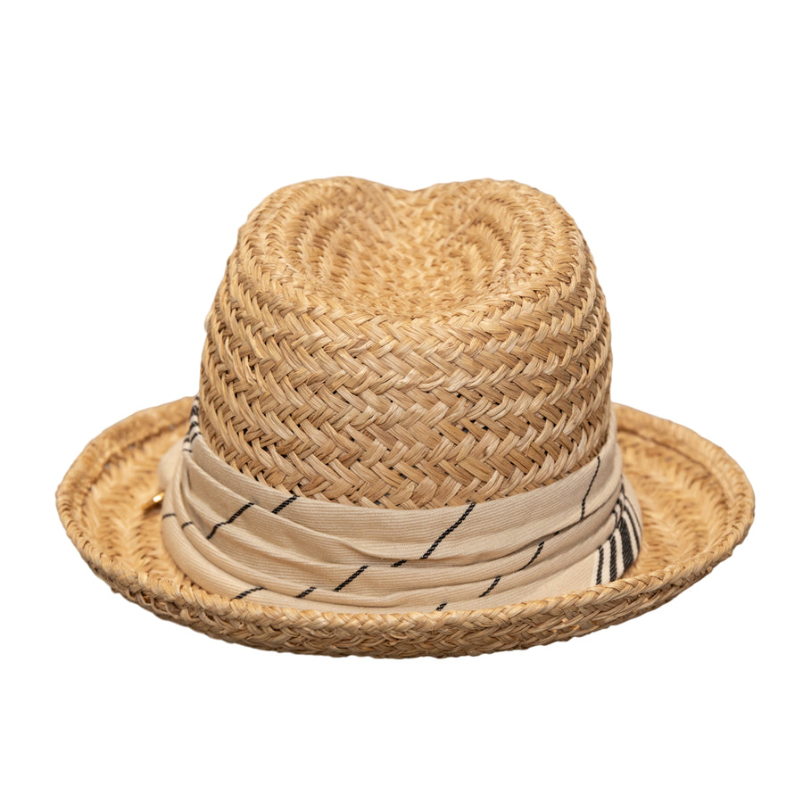Stephen Jones Jones Boy straw hat with fabric brim