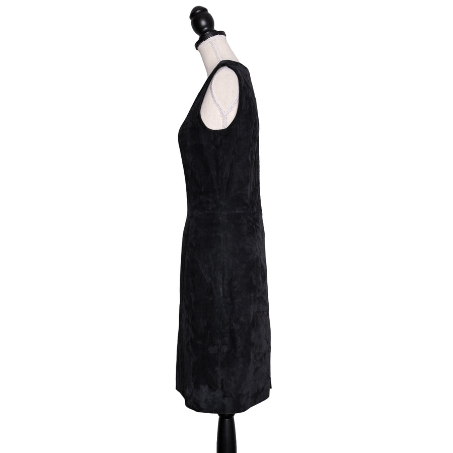 Zinga sheath dress in black suede