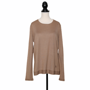 Akris cashmere and silk crew neck sweater with long sleeves - camel