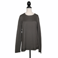 Akris Cashmere and Silk Long Sleeve Crew Neck Jumper - Olive Green